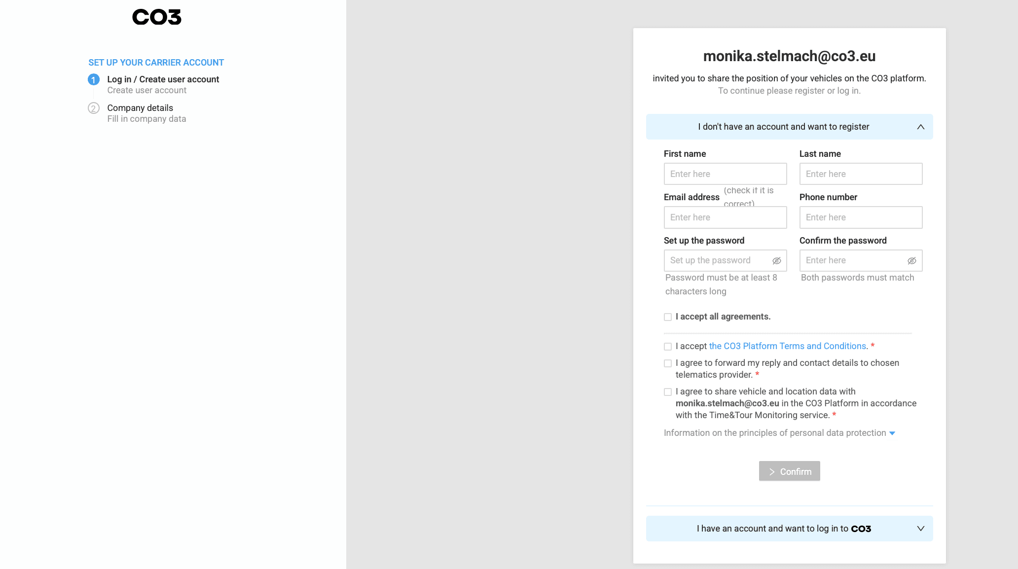 CO3 carrier onb form