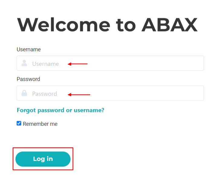 Log in to the created account