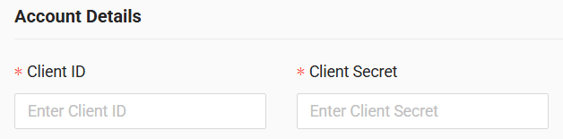 In the form, enter client ID and client secret