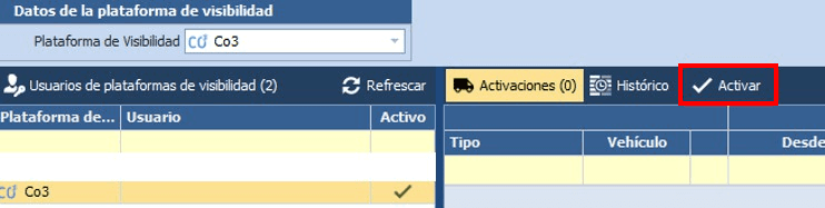 Select the CO3 platform and click "Activate"