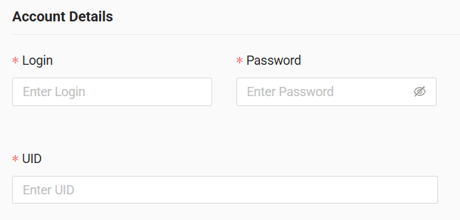 In the form enter username, password and UID received from your GPS provider