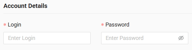 In the form, enter username and password for the created account