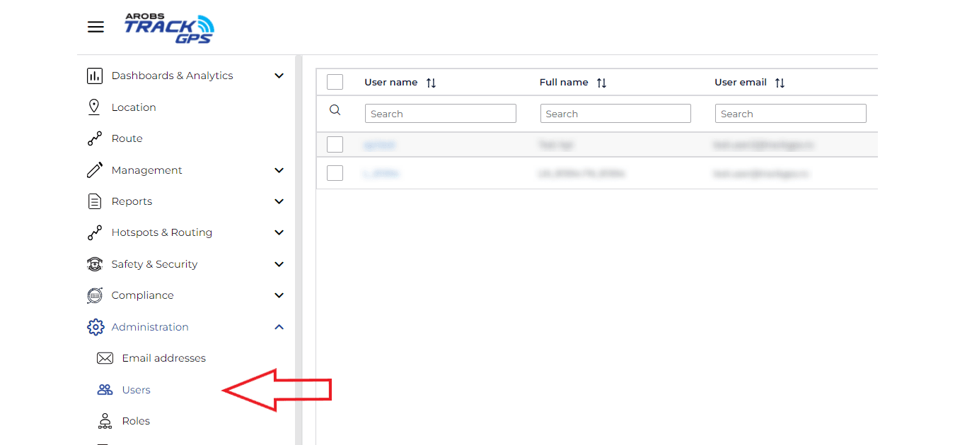 From the menu on the left side, select "Administration", and then "Users"