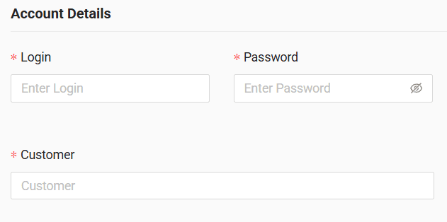 In the form enter login, password and customer received from the GPS provider