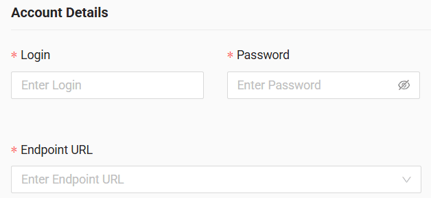 In the form, enter the login and password from the step 5 and select the URL