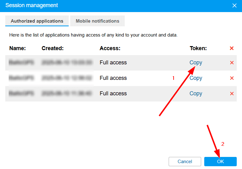 Click "Copy", then "OK"