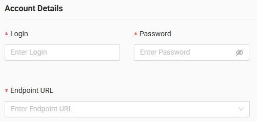 In the form, enter username and password (token) received from your GPS provider, then select the endpoint URL