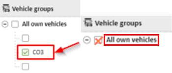 If you are sharing all vehicles, select “All own vehicles”; otherwise, select the group you created earlier
