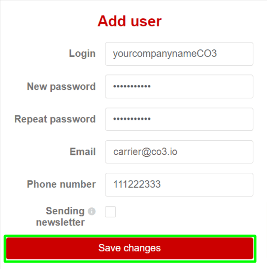 Fill in required data and click "Save changes"
