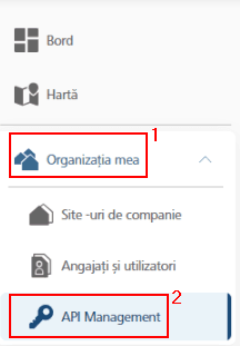 Select "My organization" from the menu, then navigate to "API Management"
