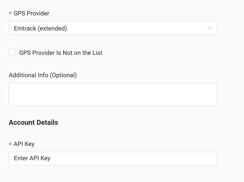 In the “API Key” field enter the token received from Emtrack