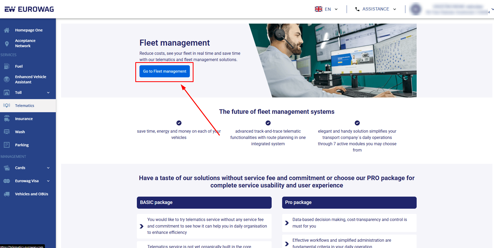Click “Go to Fleet management”