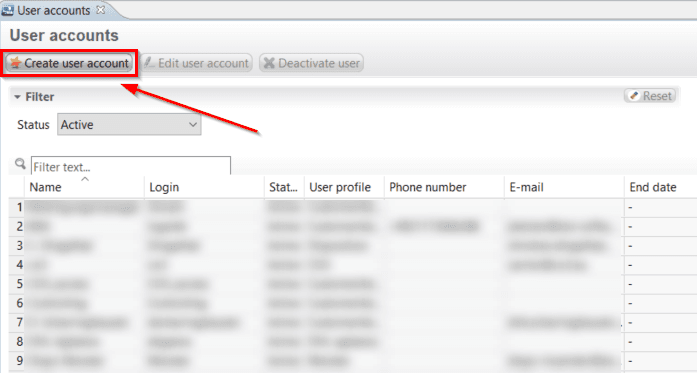 Click "Create user account"