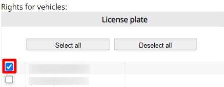 If you want to share only chosen vehicles select them from the list