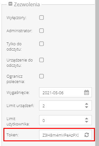 Copy the token from the "Permissions" section
Pay attention to the token's expiration date!