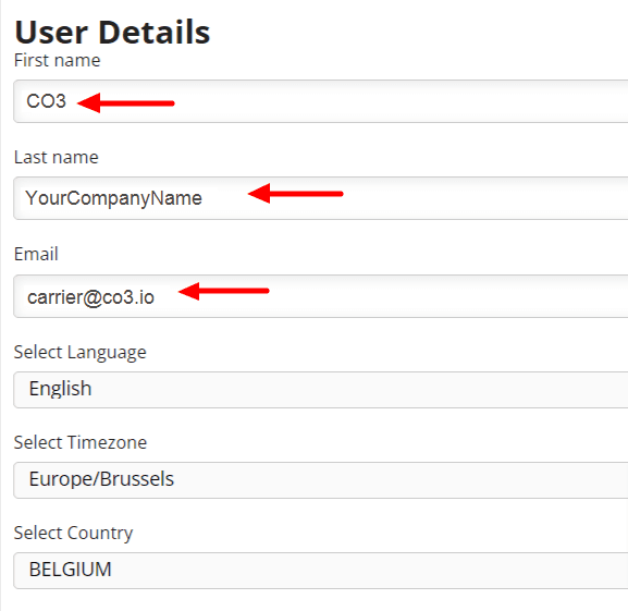 Fill in the required data