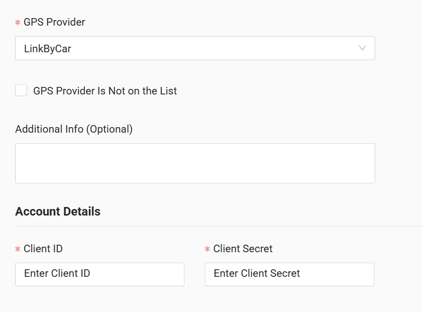 In the form enter client ID and client secret received from the GPS provider