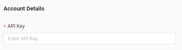 In the form enter created API key
