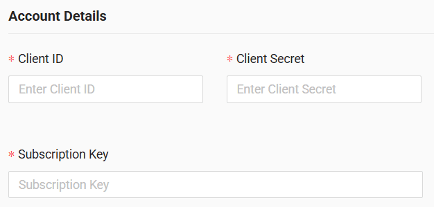 In the form, enter client ID, client secret and subscription key received from your GPS provider