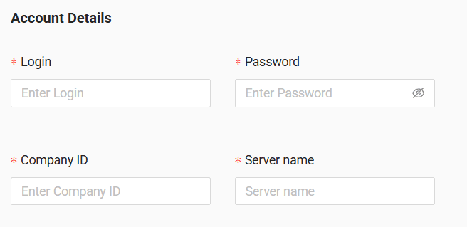 In the form enter username, password, company ID and server name (WebServerAddress) received from your GPS provider