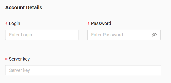 In the form enter login, password and server key received from your GPS provider