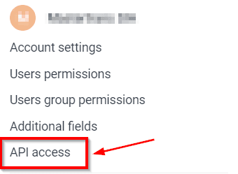 Click “API access”