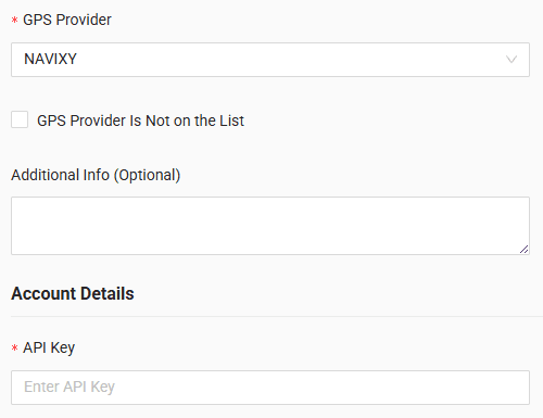 In the form enter the created API key