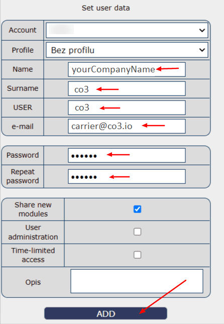 Enter user details and click “Add”