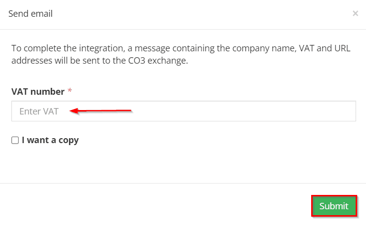 Enter your VAT number and click "Submit"