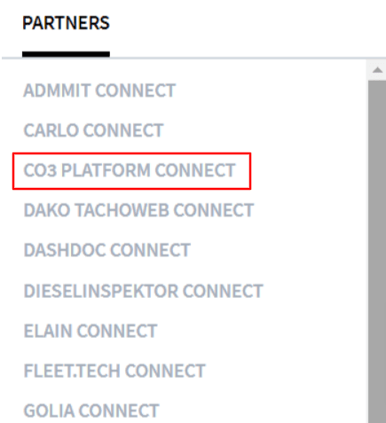 Select “CO3 Platform Connect”
