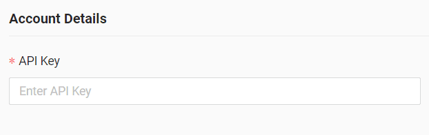 In the form, enter the created API key
