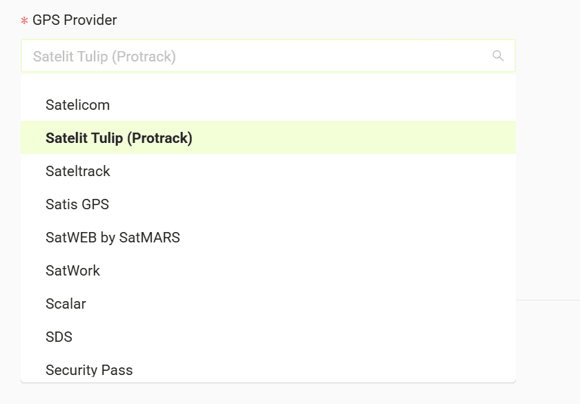 Select your GPS provider from the list