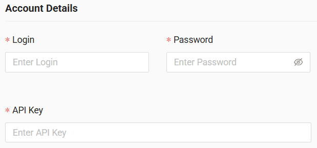 In the form, enter login, password and API key received from your GPS provider