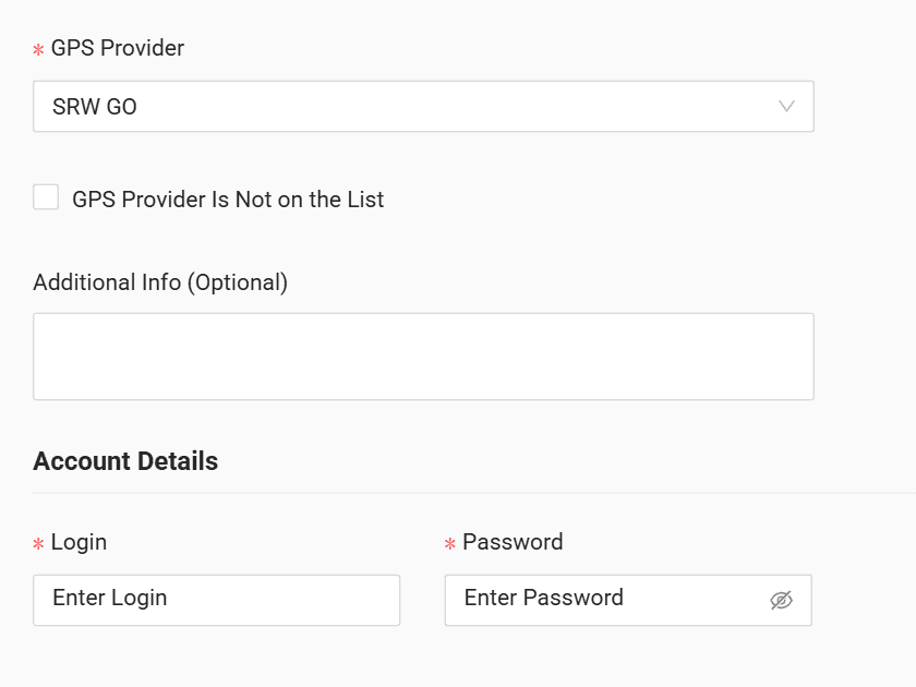 In the form, enter login (e-mail) and password for the created account