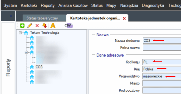Create a new organization unit
First name, last name, login, and account name should only contain “CO3”!