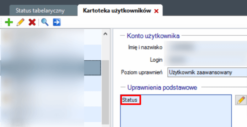 In “Basic rights” section select only “Status”