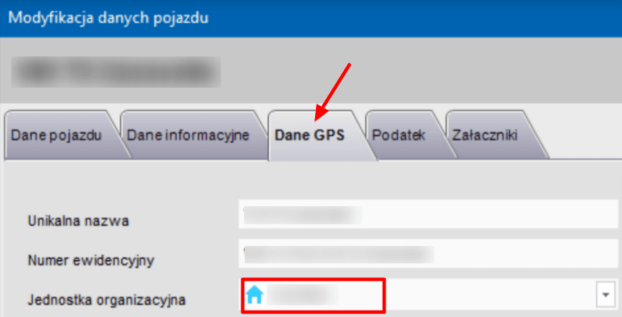 Select the vehicle, go to “GPS Data” tab and in the “Organization unit” field select the unit created in step 3
GPS data is displayed in a window that opens after you double-click on a vehicle in the "Registers" section
Repeat the step for all vehicles