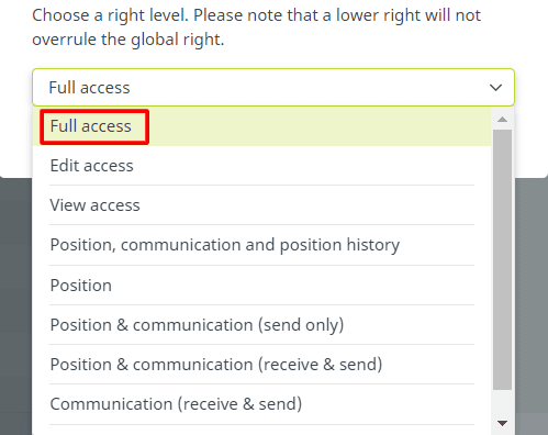 Select “Full access”