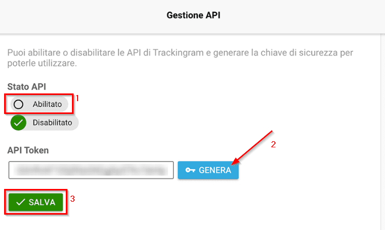 Enable the API, generate and copy the key and click "Save"
