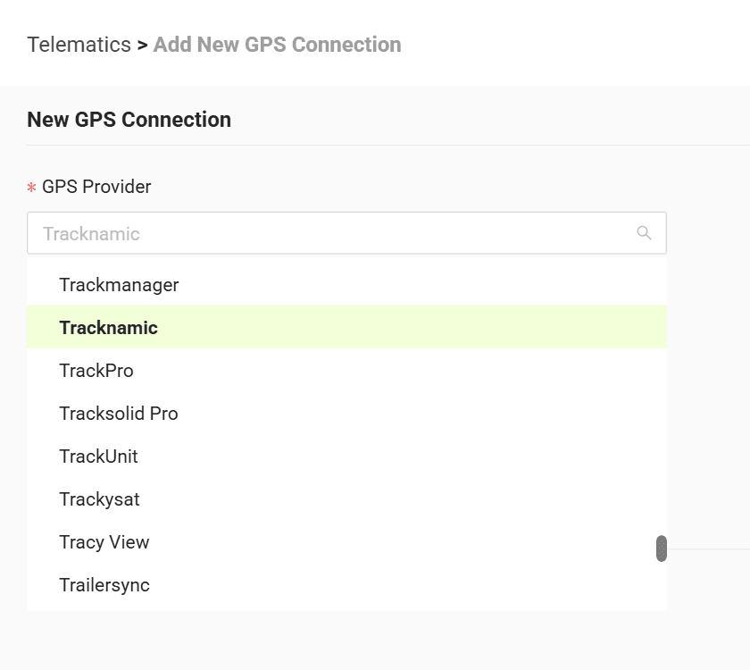 Select Tracknamic from the list
