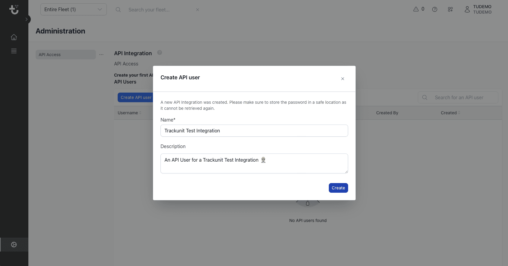Enter a name for the new API user e.g."CO3"