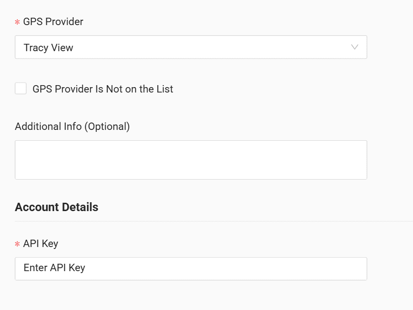 In the form enter the API key received from your GPS provider