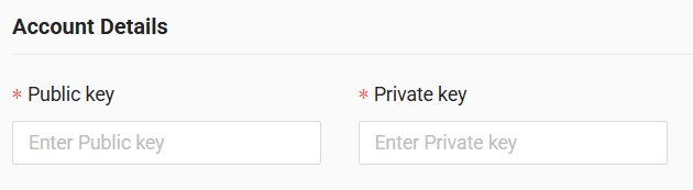 In the form enter public key and private key received from your GPS provider
