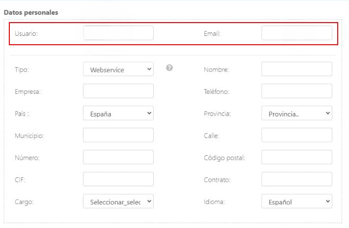 Fill in the "User" and "Email" (”carrier@co3.io”) fields