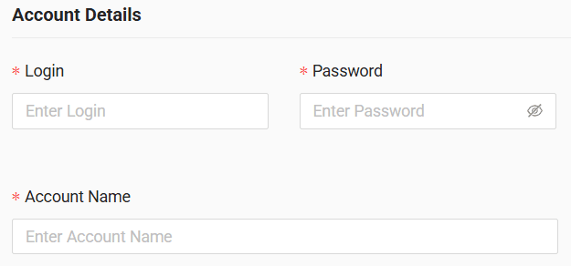 In the form, enter username and password for the created account and in the "Account name" field enter company code used to log in