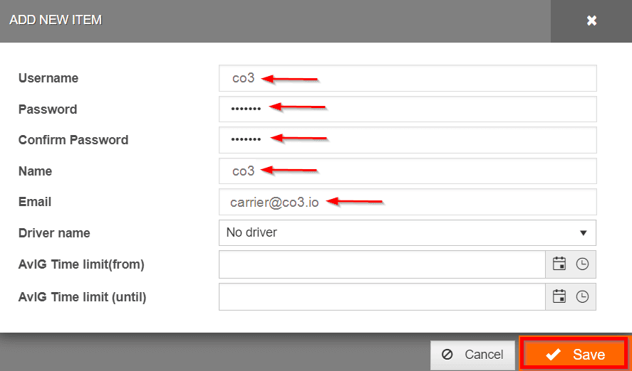 Provide the required data and click “Save”