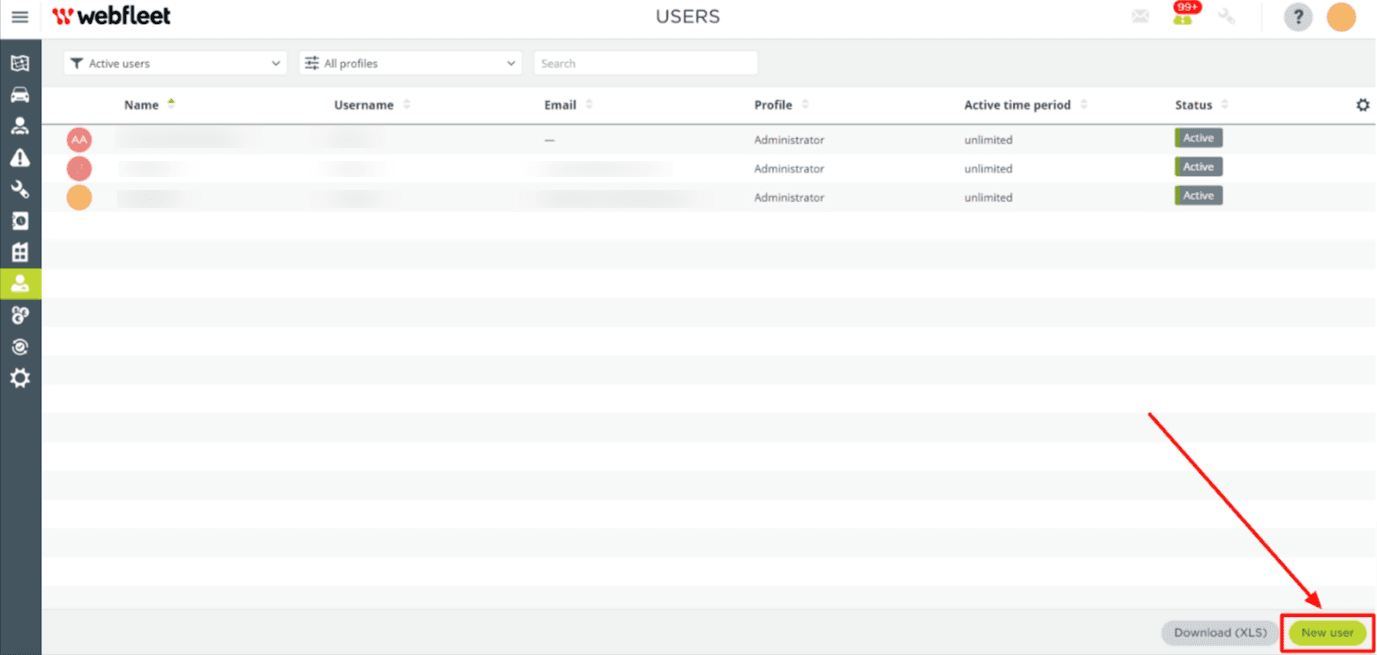 Click “New user”