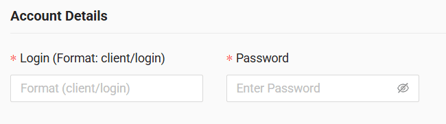 In the form enter login (in client/login format) and password received from the GPS provider
