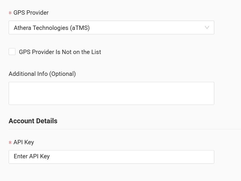 In the form enter the API key received from your GPS provider
