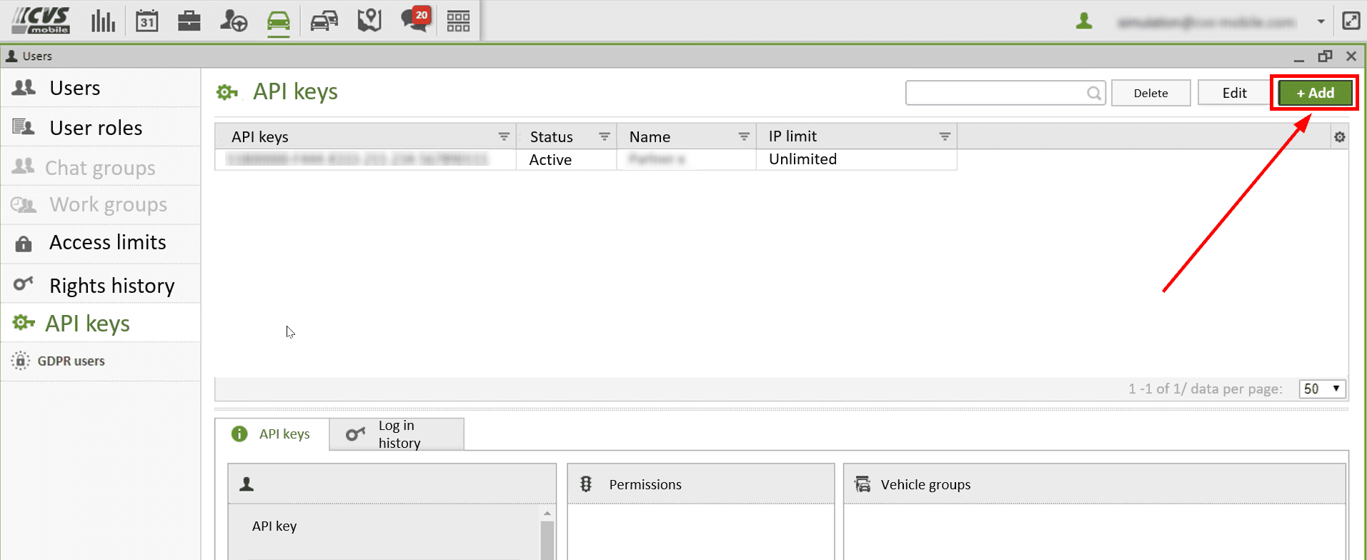 Click the "+ Add" button in the top right corner